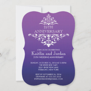 Elegant Vintage Purple Flourish Anniversary Party Invitation