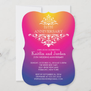 Elegant Vintage Purple  Flourish Anniversary Party Invitation