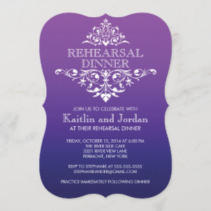 Elegant Vintage Purple Flourish Rehearsal Dinner Invitation