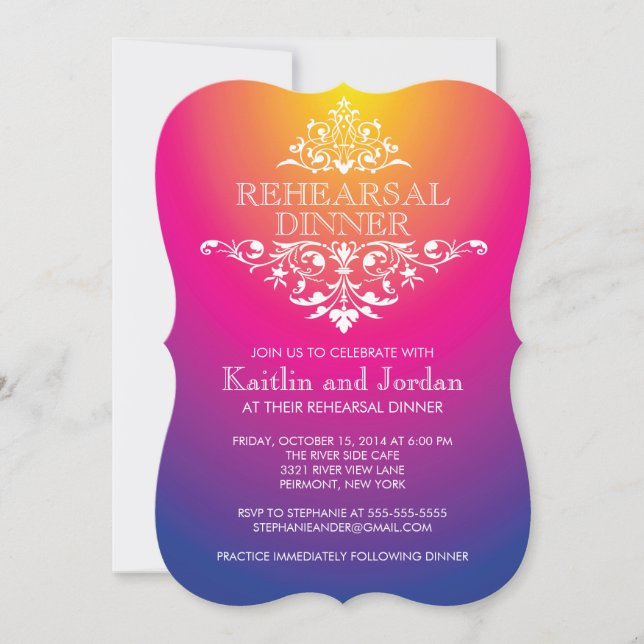 Elegant Vintage Purple Flourish Rehearsal Dinner Invitation (Front)