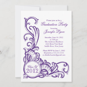 Elegant Vintage Purple Graduation Party Invitation