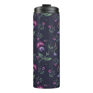 Elegant Vintage Purple Orchids Floral Pattern   Thermal Tumbler