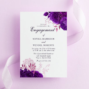 Elegant Vintage Purple Rose Engagement Party Invitation