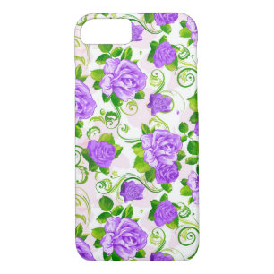 Elegant Vintage Purple Roses White 2 Background iPhone 8/7 Case