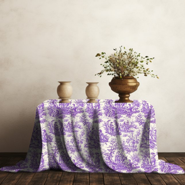 Elegant vintage purple toile d jouy printed tablecloth (Creator Uploaded)