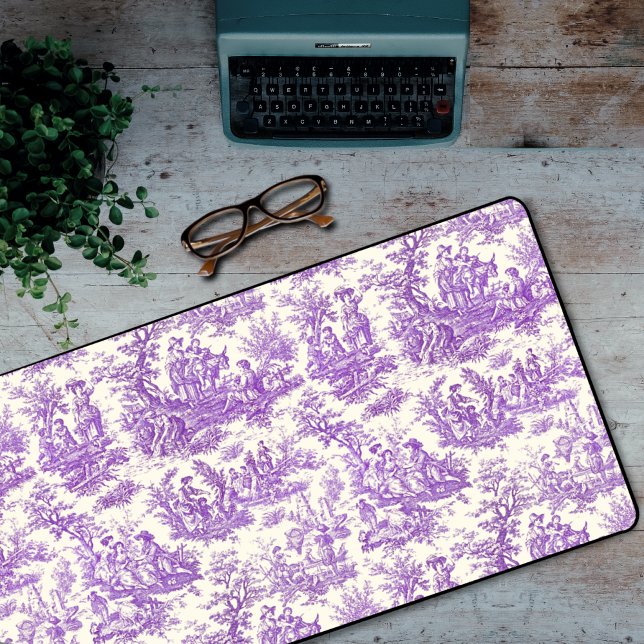 Elegant vintage purple toile de jouy  desk mat (Creator Uploaded)