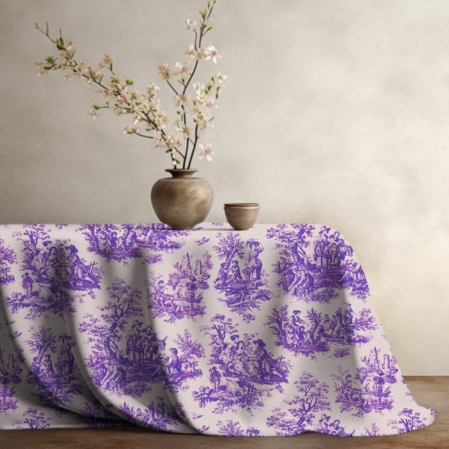 Elegant vintage purple toile de jouy monogram tablecloth (Creator Uploaded)