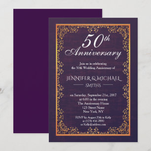 Elegant Vintage Purple Wedding Anniversary Invite