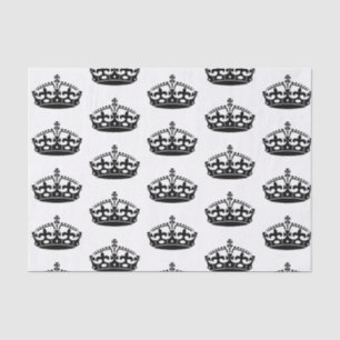 Elegant Vintage Queens Crown Black and White Tissue Paper