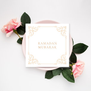 Elegant Vintage Ramadan White Gold Frame Greeting Holiday Card