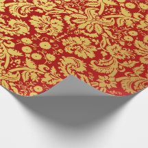 Elegant Vintage Red and Gold Royal Damask Pattern