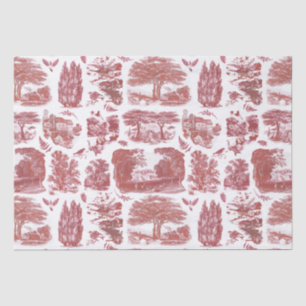 Elegant Vintage Red Country Pastoral Toile Tissue Paper