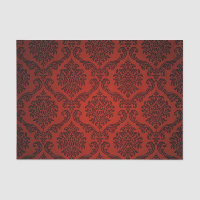 Elegant Vintage Red Damask Tissue Paper (Front)