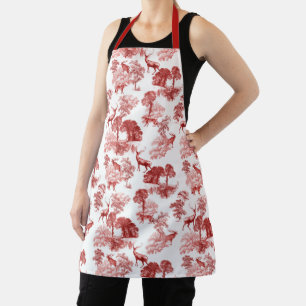 Elegant Vintage Red Deer Fox Country Toile Apron