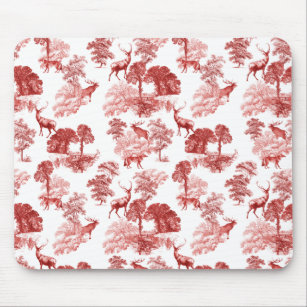 Elegant Vintage Red Deer Fox Country Toile Mouse Mat