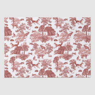 Elegant Vintage Red Fox Rabbit Toile Kraft Tissue Paper