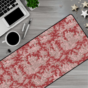 Elegant vintage red pink toile de jouy desk mat