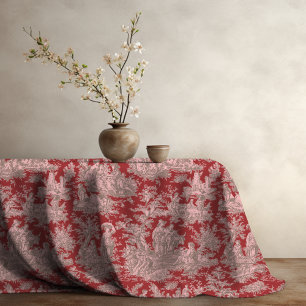 Elegant vintage red pink toile de jouy printed tablecloth