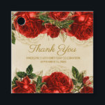 Elegant Vintage Red Roses 16th Birthday Thank You  Favour Tags<br><div class="desc">Elegant and stylish,  vintage red roses and greenery on rustic champagne/tan-coloured 16th birthday party "Thank you" gift tag.  Personalised with her name and a "Thank you".</div>