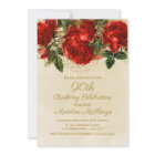 Elegant Vintage Red Roses 90th Birthday