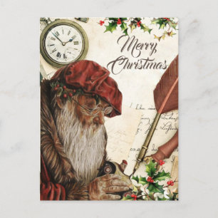 Elegant Vintage Red Santa Claus Holiday Postcard