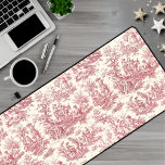 Elegant vintage red toile de jouy  desk mat<br><div class="desc">Elegant vintage red toile de jouy monogram desk mat. Toile prints are an all time rage at the moment, this is an elegant and ornate vintage toile de jouy pattern featuring a beautiful romantic scene from the french countryside. This pattern style is currently trending for home decor, clothes, mobile and...</div>
