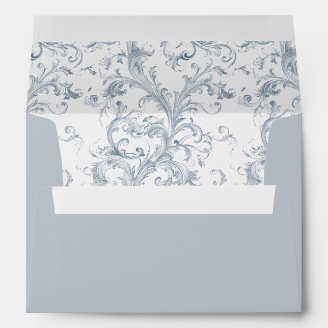 Elegant Vintage Regency Wedding Blue Envelope (Back (Bottom))