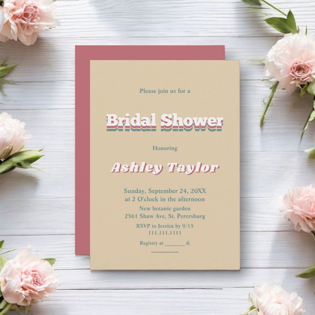 Elegant Vintage Retro 70s Groovy Bridal Shower Invitation (Creator Uploaded)