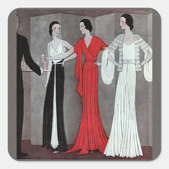 Elegant Vintage Retro Art Deco Party Square Sticker (Front)