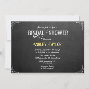 Elegant Vintage Retro Chalkboard Bridal Shower Invitation