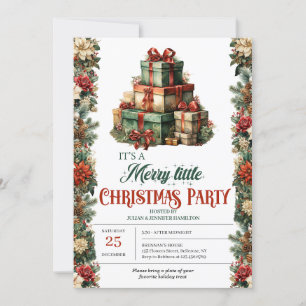 Elegant vintage retro classic Christmas presents Invitation