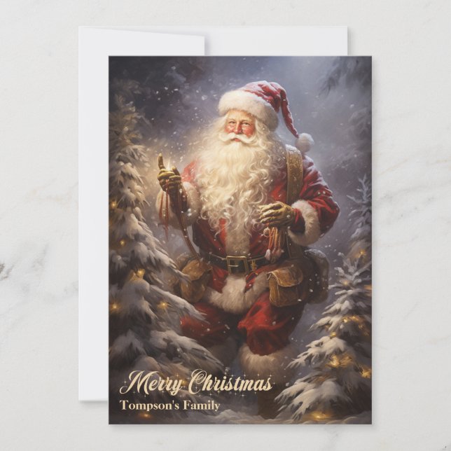 Elegant vintage retro classic Santa Claus Holiday Card (Front)