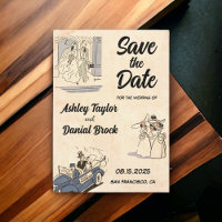 Elegant Vintage Retro Comic Wedding Save the Date