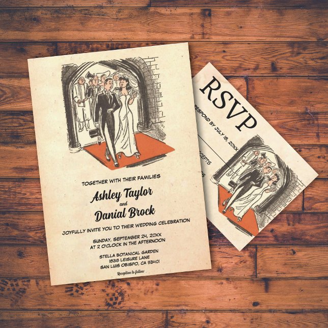Elegant Vintage Retro Old Couple Rustic Wedding Invitation (Creator Uploaded)