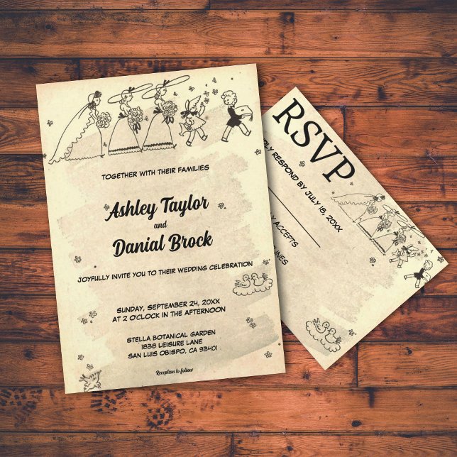 Elegant Vintage Retro Old Rustic Stylish Wedding Invitation (Creator Uploaded)