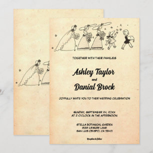 Elegant Vintage Retro Rustic Old Ceremony Wedding Invitation