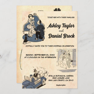 Elegant Vintage Retro Stylish Old Rustic Wedding Invitation