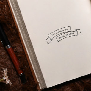 Elegant Vintage Ribbon Personalised Books Self-inking Stamp