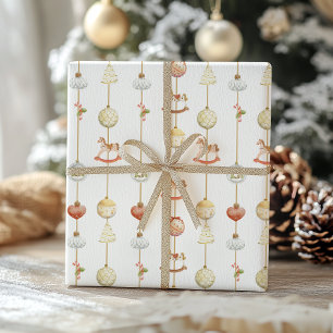 Elegant Vintage Rocking Horse Christmas Wrapping Paper