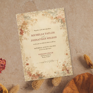 Elegant Vintage Rococo Victorian Floral Wedding Invitation