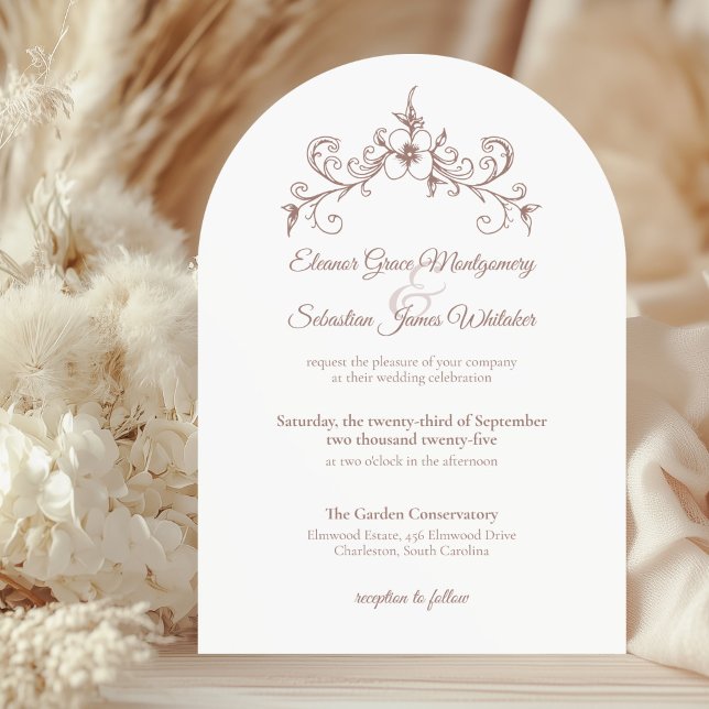 Elegant Vintage Romance Dark Champagne Wedding Invitation (Creator Uploaded)