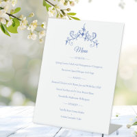 Elegant Vintage Romance Dusty Blue Wedding Menu