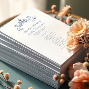 Elegant Vintage Romance Dusty Blue Wedding Program