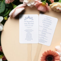 Elegant Vintage Romance Dusty Blue Wedding Program