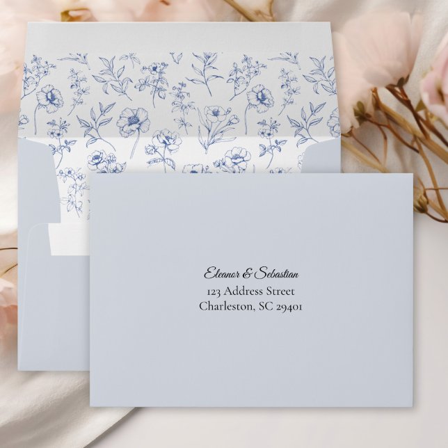 Elegant Vintage Romance Dusty Blue Wedding RSVP Envelope (Creator Uploaded)