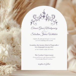 Elegant Vintage Romance Lavender Floral Wedding Invitation