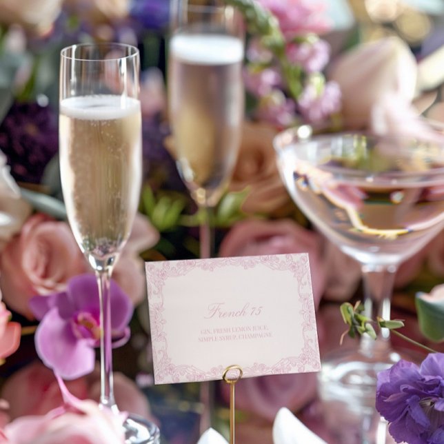 Elegant Vintage Romantic Pink Cocktail Card (Elegant Vintage Romantic Pink Cocktail Card)