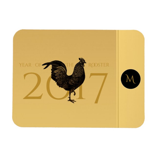 Elegant Vintage Rooster Year 2017 Greeting magnet (Horizontal)