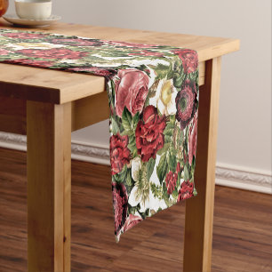Elegant Vintage Rose Botanical Table Runner
