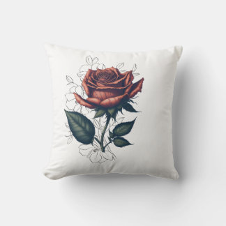 Elegant Vintage Rose – Floral Art T-Shirt Design Cushion